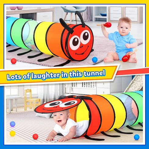 Kids Play Tunnel Tent for Toddlers, Colorful Pop Up Crawl Tunnel Toy for Baby or Pet with Breathable Mesh, Collapsible Gift for Boy and Girl Play Tunnel Indoor and Outdoor Game in Kuwait