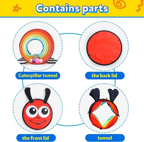 Kids Play Tunnel Tent for Toddlers, Colorful Pop Up Crawl Tunnel Toy for Baby or Pet with Breathable Mesh, Collapsible Gift for Boy and Girl Play Tunnel Indoor and Outdoor Game in Kuwait
