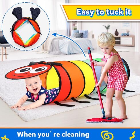 Kids Play Tunnel Tent for Toddlers, Colorful Pop Up Crawl Tunnel Toy for Baby or Pet with Breathable Mesh, Collapsible Gift for Boy and Girl Play Tunnel Indoor and Outdoor Game in Kuwait