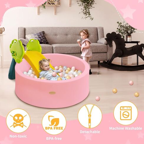 HARBOLLE Baby Foam Ball Pit 35.4" for Toddlers, White in Kuwait