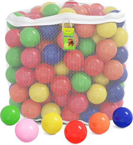 Click N' Play Plastic Balls for Ball Pit, Phthalate & BPA Free, Crush Proof Play Balls for Ball Pit, Pit Balls in Assorted Colors in Reusable and Durable Storage Mesh Bag with Zipper | 200, 1000 count in Kuwait