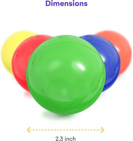 Click N' Play Plastic Balls for Ball Pit, Phthalate & BPA Free, Crush Proof Play Balls for Ball Pit, Pit Balls in Assorted Colors in Reusable and Durable Storage Mesh Bag with Zipper | 200, 1000 count in Kuwait
