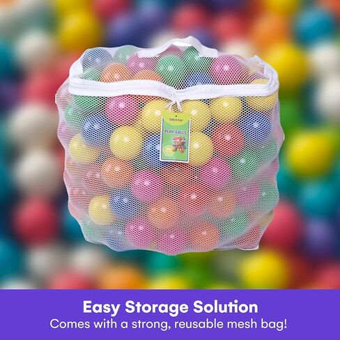 Click N' Play Plastic Balls for Ball Pit, Phthalate & BPA Free, Crush Proof Play Balls for Ball Pit, Pit Balls in Assorted Colors in Reusable and Durable Storage Mesh Bag with Zipper | 200, 1000 count in Kuwait