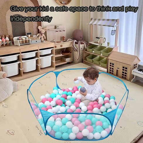 Portable Cute Blue Hexagon Children Ball Pit, Indoor and Outdoor Easy Folding Ball Play Pool Kids Toy Play Tent with Carry Tote, Balls Not Included in Kuwait