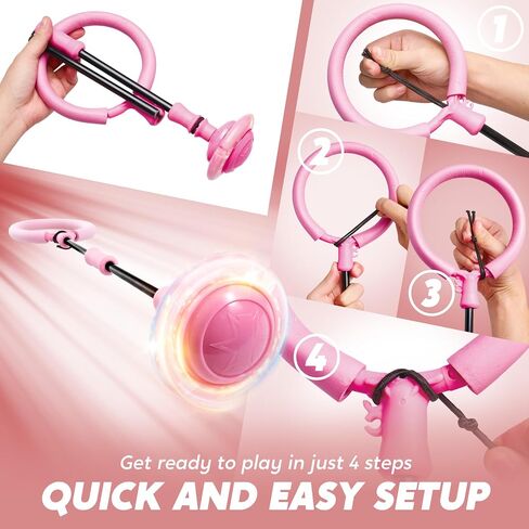 JOYIN Pink Ankle Skip Ball with Flashing Lights, Skip it Toy for Kids Indoor & Outdoor, Flashing Swing Ball Foldable Sports Toy, Birthday Gifts for Kids 3 4 5 + in Saudi Arabia