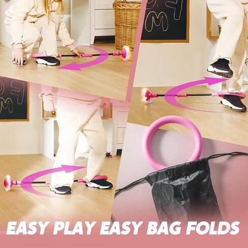 JOYIN Pink Ankle Skip Ball with Flashing Lights, Skip it Toy for Kids Indoor & Outdoor, Flashing Swing Ball Foldable Sports Toy, Birthday Gifts for Kids 3 4 5 + in Saudi Arabia