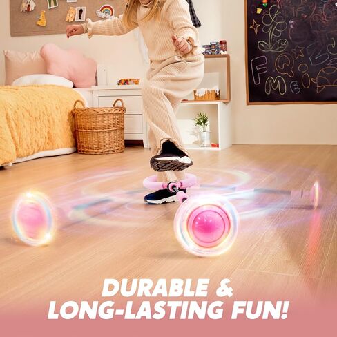 JOYIN Pink Ankle Skip Ball with Flashing Lights, Skip it Toy for Kids Indoor & Outdoor, Flashing Swing Ball Foldable Sports Toy, Birthday Gifts for Kids 3 4 5 + in Saudi Arabia
