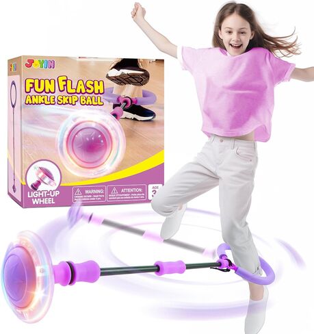 JOYIN Pink Ankle Skip Ball with Flashing Lights, Skip it Toy for Kids Indoor & Outdoor, Flashing Swing Ball Foldable Sports Toy, Birthday Gifts for Kids 3 4 5 + in Saudi Arabia