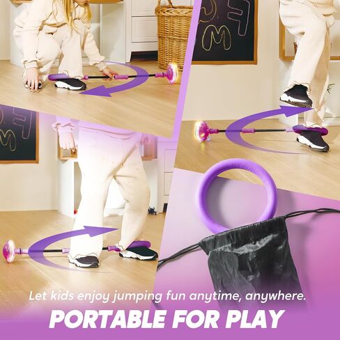 JOYIN Pink Ankle Skip Ball with Flashing Lights, Skip it Toy for Kids Indoor & Outdoor, Flashing Swing Ball Foldable Sports Toy, Birthday Gifts for Kids 3 4 5 + in Saudi Arabia