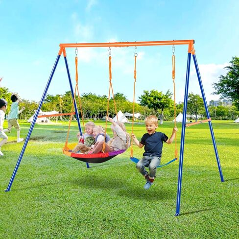 مجموعات أرجوحة Vevor للفناء الخلفي ، مع مقعد واحد Saucer Swing ، ومقاعد 2 الحزام المتأرجحة ، ومجموعة سعة حمولة 600 رطل ، وموقف أرجوحة للمعادن A-Frame ، وحبل قابل للتعديل ، في الهواء الطلق للأطفال in Saudi Arabia