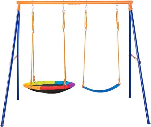 مجموعات أرجوحة Vevor للفناء الخلفي ، مع مقعد واحد Saucer Swing ، ومقاعد 2 الحزام المتأرجحة ، ومجموعة سعة حمولة 600 رطل ، وموقف أرجوحة للمعادن A-Frame ، وحبل قابل للتعديل ، في الهواء الطلق للأطفال in Saudi Arabia