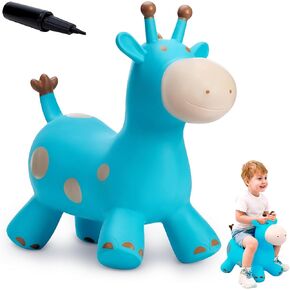Everich Toy Giraffe Bouncy Horse Hopper للأطفال الصغار ، وحيوانات نطاطات تقفز الحصان ، وركوب قابلة للنفخ على هدايا قفز الحارس للبنين 18 شهرًا 2 3 4 5 6 سنوات