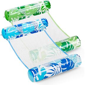 SLOOSH 2 Packs Hammock Pool Floats Adults, 4-in-1 Multi-Purpose Inflatable Pool Floats PVC Water Hammock Lounge Floaties