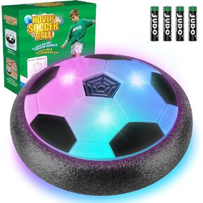 2 Pack Hover Soccer Ball with 8 Pcs Batteries, Air Floating Soccer Toy with LED Lights and Foam Bumper, Indoor Games for Kids 4-8-12, Toys Gifts for 3 4 5 6 7 8 9 Year Old Boys Girls