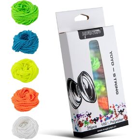Magicyoyo 100 ٪ Polyester Professional Yoyo Strings من أجل Yoyos الاستجابة وغير المستجيبة - حزمة من 25 ، الأزرق ، الأخضر ، الأبيض ، الأصفر ، البرتقالي