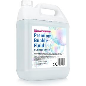 Bubble Fluid Solution - Large 169 oz/5l Bottle - Perfect Bubbles for Bubble Machine, High-Efficiency Bubble Solution for Machine, No-Waste Giant Bubble Liquid with Wands