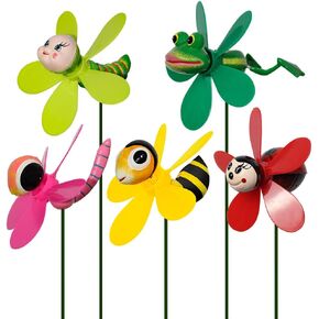 ديكور حديقة الدبوس ، 5 عبوات 3D 3D الحشرات جميلة الحشرات مغازل الرياح في الهواء الطلق pinwheels لطفر الفناء والحديقة غليان الرياح لزخارف حديقة الفناء (مجموعة 5 مساءً مزيج)