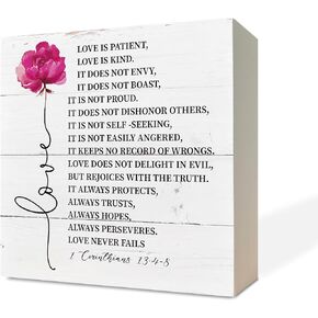 Christian Sign, Scripture Decor, Wooden Box Sign Desk Decor, Bible Verse Psalm 23 Sign, Inspirational Table Art Signs, Religious Artwork for Home Decor, Christian Family Living Room Decor