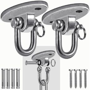سقف Seleware Swing Mount Stains Steel Swing Hools حرة دوار أرجوحة لليوغا أرجوحة داخلية في الهواء الطلق مجموعة أرجوحة الشرفة أرجوحة لك كيس ثقيل 2000 رطل كل 2 عبوة