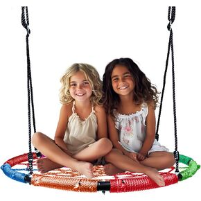 PlayVibe Tree Swing – 40 Inch Saucer Swing for Kids Outdoor – Round Disc Hanger with 900Lb Weight Capacity, 900D Oxford Waterproof Fabric Hanging Straps (Multicolor)