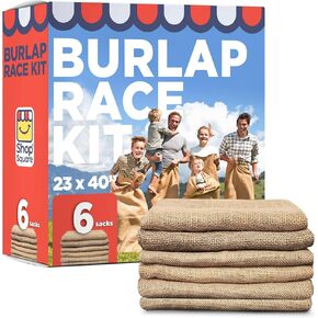 حقائب سباق Square Square Potato Sack ، 23 × 40 - مجموعة من 6 ، أكياس مرحة للأطفال والكبار ، مثالية ليوم الميدان والشواء والنزهات والحفلات والمزيد