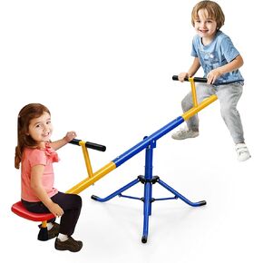 Costzon Teeter Totter Seesaw for Kids Outdoor, Preschool Swivel Seesaw Playground Equipment, 360 Degree Rotation, Indoor Outdoor Play Equipment for Toddlers, Suitable for Home, Backyard Gift Christmas