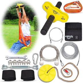 مجموعات Ziplines لـ Backyard ، 230 قدمًا 200ft 180ft 160ft 140ft 120ft 105ft 90ft 80ft Zip Lines Kit 350lb Kids Toys Set ، ألعاب Playground في الهواء الطلق (120 قدمًا)