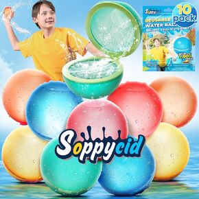 SOPPYCID 12Pcs Reusable Water Balloon Pool Toys,Refillable Magnetic Water Ball for Beach,Quick Fill & Self-Sealing Water Bombs for Kids Outdoor Backyard Summer Activities Water Games