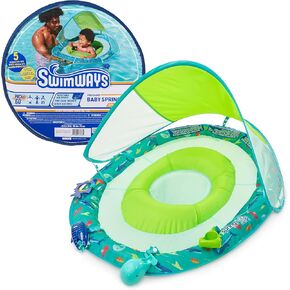 SwimWays Baby Spring Float Splash N Play, Baby Pool Float with Canopy & UPF Protection, Swimming Pool Accessories for Kids 9-24 Months