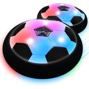 KKONES Kids Toys Hover Soccer Ball (Set of 2), Battery Operated Air Floating Soccer Ball with LED Light and Soft Foam Bumper for Indoor Outdoor Game, Gifts for Age 3 4 5 6 7 8-16 Year Old Boys Girls