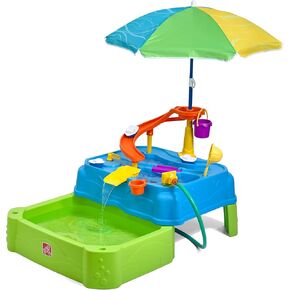 تتساءل Step2 Waterpark من فئة مائية ثنائية من مستويين ، والألعاب الحسية للنشاط المائي للأطفال ، وتأتي مع مظلة ، ألعاب في الهواء الطلق الصيفية ، إكسسوارات ألعاب مائية 11 قطعة ، للأطفال الصغار أكثر من 1.5 سنة