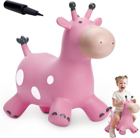 EVERICH TOY Giraffe Bouncy Horse Hopper for Toddlers, Bouncy Animals Jumping Horse, Inflatable Ride on Bouncer Hopping Toys Gifts for Boys Girls 18 Months 2 3 4 5 6 Years Old in Saudi Arabia