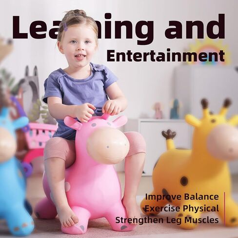 EVERICH TOY Giraffe Bouncy Horse Hopper for Toddlers, Bouncy Animals Jumping Horse, Inflatable Ride on Bouncer Hopping Toys Gifts for Boys Girls 18 Months 2 3 4 5 6 Years Old in Saudi Arabia