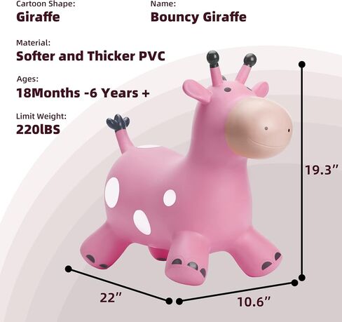 EVERICH TOY Giraffe Bouncy Horse Hopper for Toddlers, Bouncy Animals Jumping Horse, Inflatable Ride on Bouncer Hopping Toys Gifts for Boys Girls 18 Months 2 3 4 5 6 Years Old in Saudi Arabia