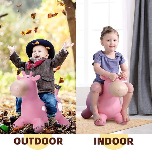 EVERICH TOY Giraffe Bouncy Horse Hopper for Toddlers, Bouncy Animals Jumping Horse, Inflatable Ride on Bouncer Hopping Toys Gifts for Boys Girls 18 Months 2 3 4 5 6 Years Old in Saudi Arabia