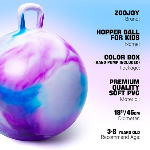 ZOOJOY Hopper Ball for Girls & Boys 3-8 with Free Hair Clips, Santa Claus Red 18in Bouncy Ball with Handle for Kids, Christmas Hopping Toys Indoor and Outdoor Play Includes Pump in Saudi Arabia