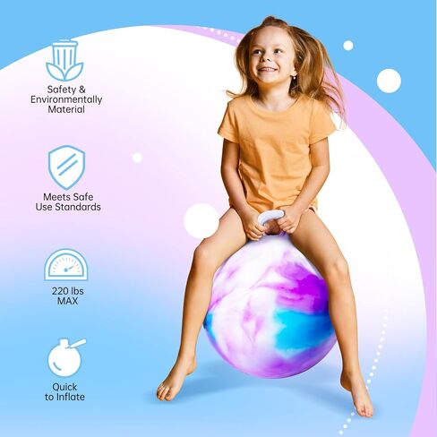ZOOJOY Hopper Ball for Girls & Boys 3-8 with Free Hair Clips, Santa Claus Red 18in Bouncy Ball with Handle for Kids, Christmas Hopping Toys Indoor and Outdoor Play Includes Pump in Saudi Arabia