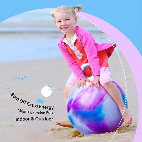 ZOOJOY Hopper Ball for Girls & Boys 3-8 with Free Hair Clips, Santa Claus Red 18in Bouncy Ball with Handle for Kids, Christmas Hopping Toys Indoor and Outdoor Play Includes Pump in Saudi Arabia