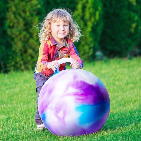 ZOOJOY Hopper Ball for Girls & Boys 3-8 with Free Hair Clips, Santa Claus Red 18in Bouncy Ball with Handle for Kids, Christmas Hopping Toys Indoor and Outdoor Play Includes Pump in Saudi Arabia
