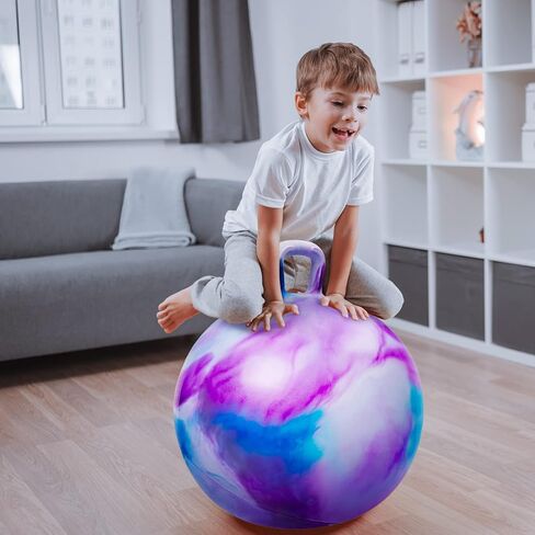 ZOOJOY Hopper Ball for Girls & Boys 3-8 with Free Hair Clips, Santa Claus Red 18in Bouncy Ball with Handle for Kids, Christmas Hopping Toys Indoor and Outdoor Play Includes Pump in Saudi Arabia