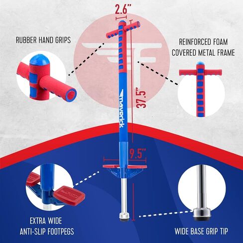 Flybar Maverick Pogo Stick for Kids Ages 5+, 40 to 80 Pounds, Perfect for Beginners, Easy Grip Handles, Anti-Slip Pegs, Outdoor Toys for Boys and Girls in Saudi Arabia