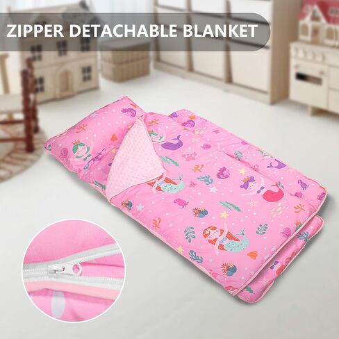 Nap Mat: Soft Portable Sleeping Bag Detachable Pillow Mat Blanket 2" Thickened Extra Large Kids Toddler Mats for Preschool and Daycare in Kuwait