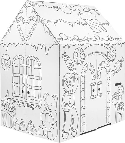 Easy Playhouse Cardboard Gingerbread House - Kids Fort Art & Craft Kit in Saudi Arabia