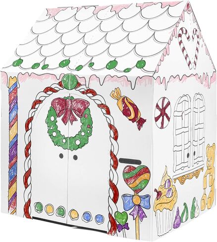 Easy Playhouse Cardboard Gingerbread House - Kids Fort Art & Craft Kit in Saudi Arabia