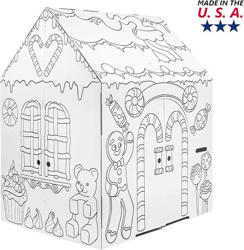 Easy Playhouse Cardboard Gingerbread House - Kids Fort Art & Craft Kit in Saudi Arabia