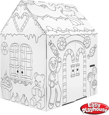 Easy Playhouse Cardboard Gingerbread House - Kids Fort Art & Craft Kit in Saudi Arabia