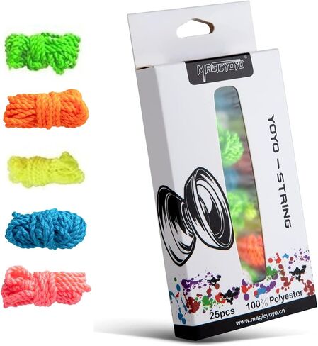 MAGICYOYO 100% Polyester Professional Yoyo Strings for Responsive and Non Responsive Yoyos - Pack of 25,Blue, Green, White,Yellow, Orange in Saudi Arabia