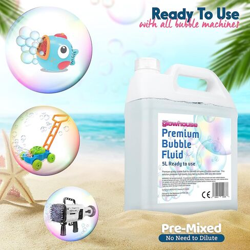 Bubble Fluid Solution - Large 169 oz/5l Bottle - Perfect Bubbles for Bubble Machine, High-Efficiency Bubble Solution for Machine, No-Waste Giant Bubble Liquid with Wands in Saudi Arabia