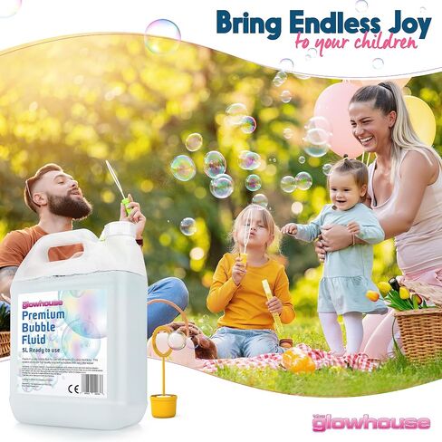 Bubble Fluid Solution - Large 169 oz/5l Bottle - Perfect Bubbles for Bubble Machine, High-Efficiency Bubble Solution for Machine, No-Waste Giant Bubble Liquid with Wands in Saudi Arabia