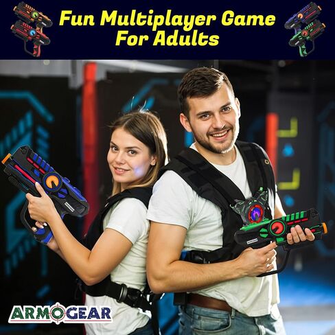 Armogear Laser Tag Puns - مجموعة من 4 ألعاب أطفال قابلة لإعادة الشحن مع سترات - علامات ليزر متعددة اللاعبين داخلية وخارجية للأطفال والمراهقين والبالغين - 150 قدمًا طويلة - ألعاب أطفال تتراوح أعمارهم بين 8 وما فوق in Kuwait